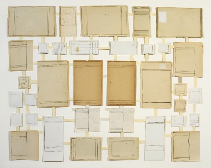 Suzanne Bocanegra, Drawing Everything in My House: Towels, 2001, ink on collaged papers, 25 x 31 ¾ inches (63.5 x 80.6 cm). © Suzanne Bocanegra / Photo: Ellen McDermott