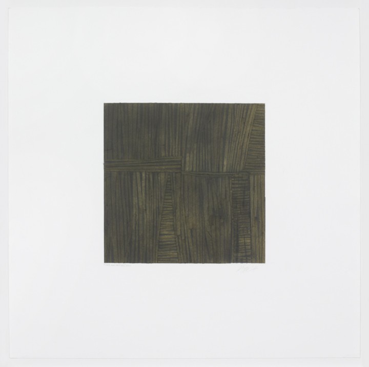 Gloria Ortiz-Hernández, Over and Over #5, 2010, tape, charcoal, graphite and colored pencil on Fabriano paper, 22 x 22 inches (55.9 x 55.9 cm). © Gloria Ortiz-Hernández / Photo: Ellen McDermott