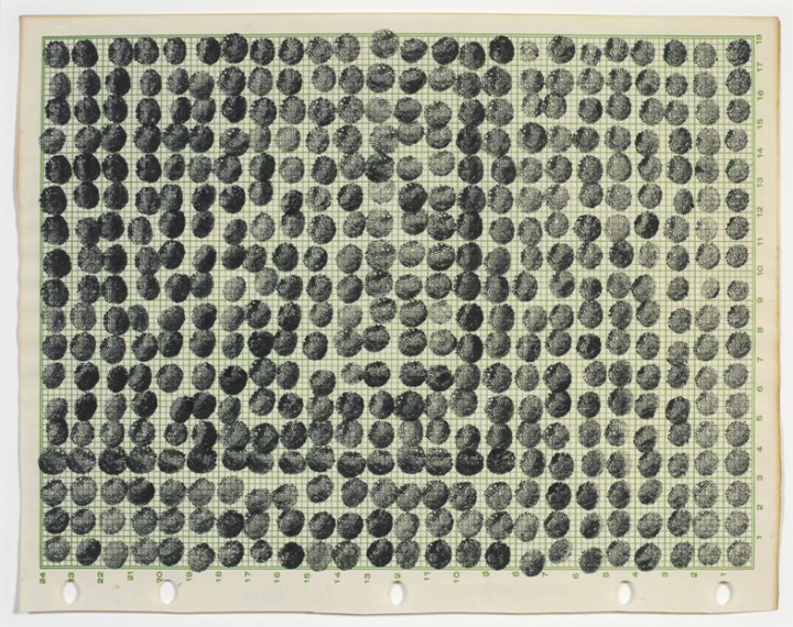 Joel Shapiro, Untitled, 1969, ink on numbered graph paper, 7 13/16 x 9 15/16 inches (19.8 x 25.2 cm). © 2013 Joel Shapiro / Artists Rights Society (ARS), New York / Photo: Ellen McDermott