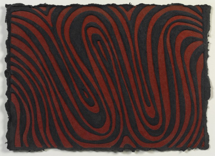Sol LeWitt, W, 1995, relief print on hand dyed, handmade Twinrocker paper, 9 x 12 ½ inches (22.9 x 31.8 cm). Special edition published by Two Palms, New York. © 2013 The LeWitt Estate / Artists Rights Society (ARS), New York / Photo: Ellen McDermott