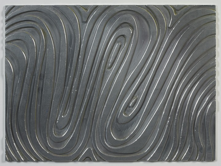 Sol LeWitt, W, 1995, machine milled aluminum plate, 8 ¾ x 11 ¾ inches (22.2 x 29.8 cm). Published by Two Palms, New York. © 2013 The LeWitt Estate / Artists Rights Society (ARS), New York / Photo: Ellen McDermott