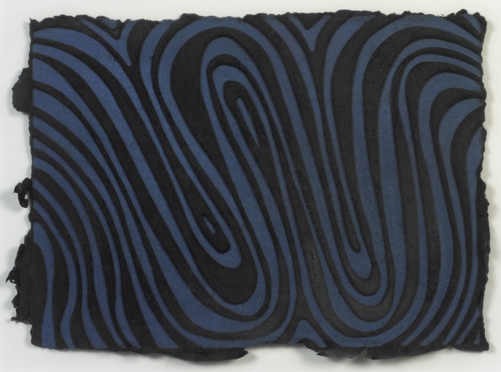 Sol LeWitt, W, 1995, relief print on hand dyed, handmade Twinrocker paper, 9 x 12 ½ inches (22.9 x 31.8 cm). Special edition published by Two Palms, New York. © 2013 The LeWitt Estate / Artists Rights Society (ARS), New York / Photo: Ellen McDermott
