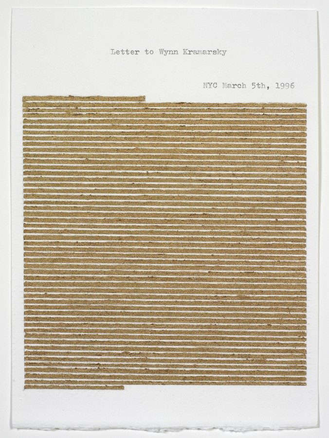 Elena del Rivero, Letter to Wynn Kramarsky, 1996, metallic gouache, graphite and typewriting on paper, 9 x 6 ½ inches (22.9 x 16.5 cm). © 2013 Artists Rights Society (ARS), New York / VEGAP, Madrid / Photo: Ellen McDermott