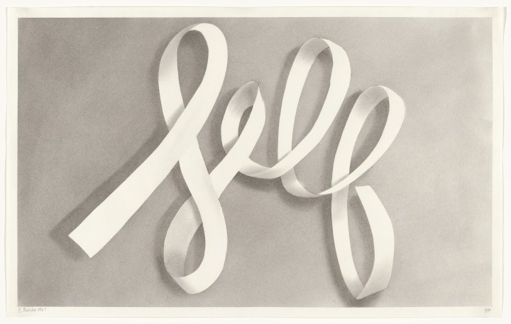 Ed Ruscha, Self, 1967, pastel and gunpowder on paper, 14 ½ x 22 ½ inches (36.8 x 57.2 cm). The Museum of Modern Art, New York. Gift of Sally and Wynn Kramarsky, 2004. © Ed Ruscha. Courtesy Gagosian Gallery / Photo: Ellen McDermott