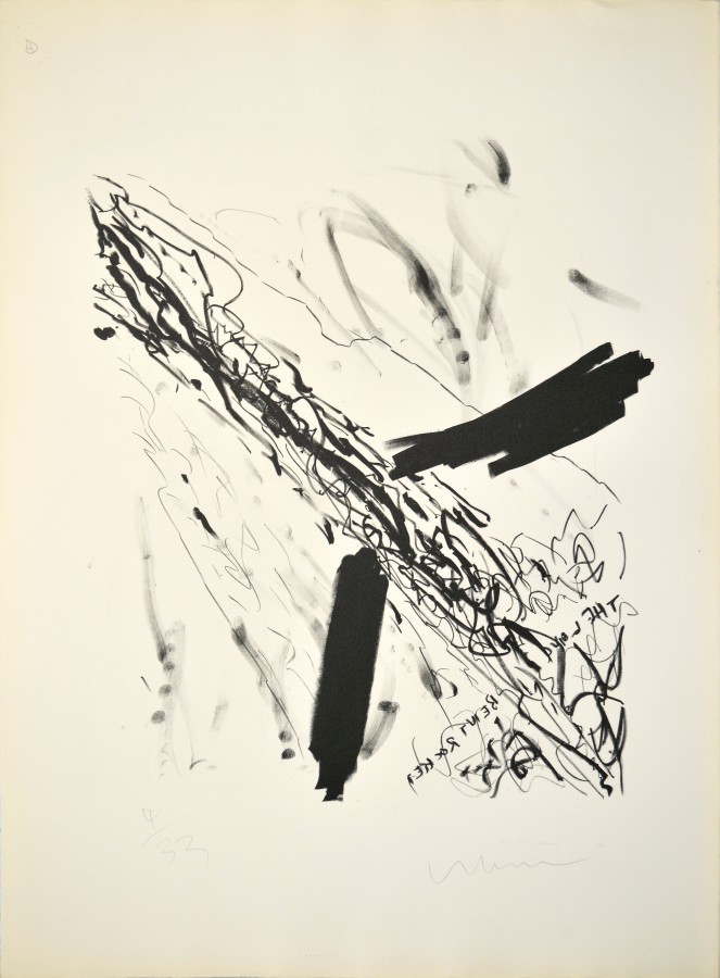Robert Whitman, Long Bent Rocket, 1960, lithograph on paper, 21 x 18 inches (53.3 x 45.7 cm). University at Buffalo Art Galleries: Promised Gift of David K. Anderson. © Robert Whitman, courtesy Pace Gallery / Photo: UB Art Galleries