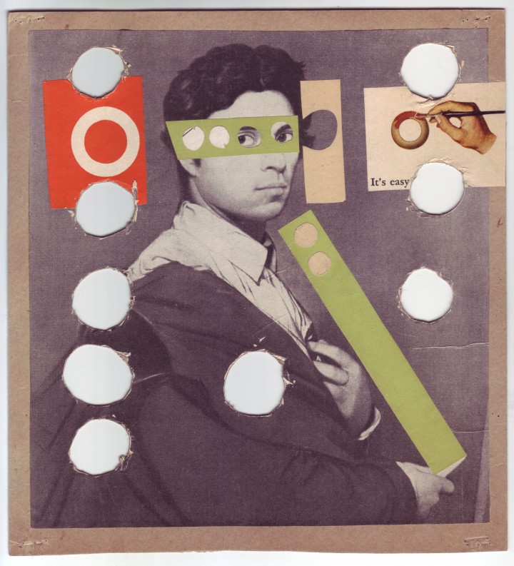 Ray Johnson, Untitled, n.d., magazine and paper collage, 8 ⅝ x 8 inches (21.9 x 20.3 cm). The Poetry Collection of the University Libraries, University at Buffalo, The State University of New York. © Ray Johnson Estate, Courtesy Richard L. Feigen & Co./ Photo: The Poetry Collection of the University Libraries, University at Buffalo, The State University of New York